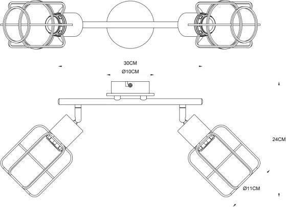 Globo 54037-2 - Faretto WILLA 2xE27/60W/230V