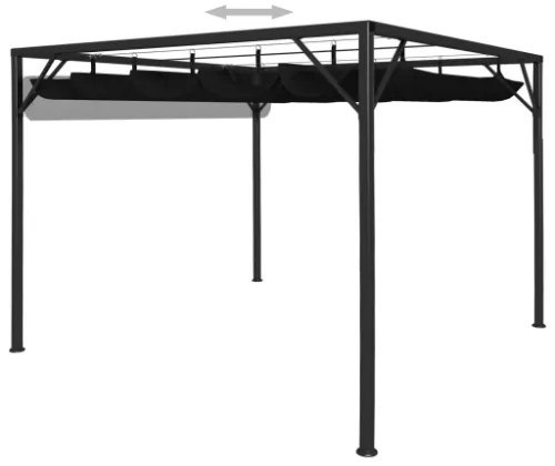 Gazebo da Giardino con Tetto a Scomparsa 3x3 m Antracite