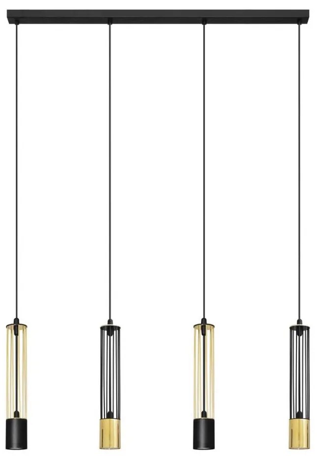 LED Lampadario su corda BARS 4xGU10/4,8W/230V nero/dorato
