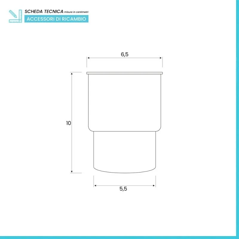 Bicchiere di ricambio per porta spazzolino a muro in vetro satinato