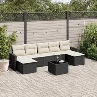 Set Divani da Giardino con Cuscini 8 pz Nero in Polyrattancod mxl 113254