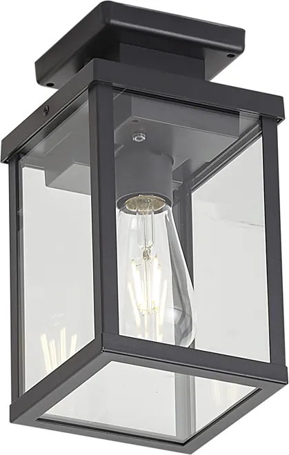 Plafoniera moderna da esterno nera con sensore di movimento e crepuscolare IP44 - Rotterdam