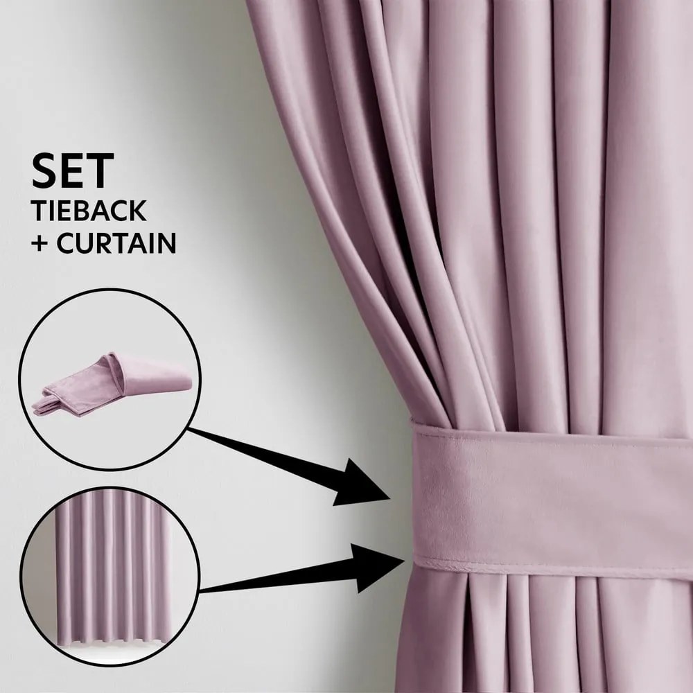 Tenda parzialmente oscurante rosa chiaro in velluto 140x245 cm Eyelets – Restilo