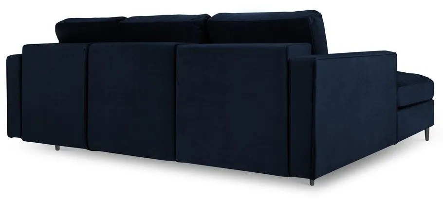 Divano letto angolare in velluto blu, angolo sinistro Santo - Milo Casa
