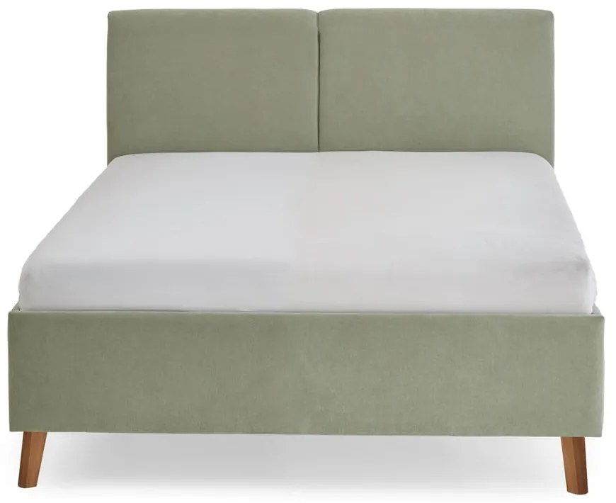 Letto matrimoniale imbottito verde chiaro con rete inclusa 140x200 cm Piano – Meise Möbel