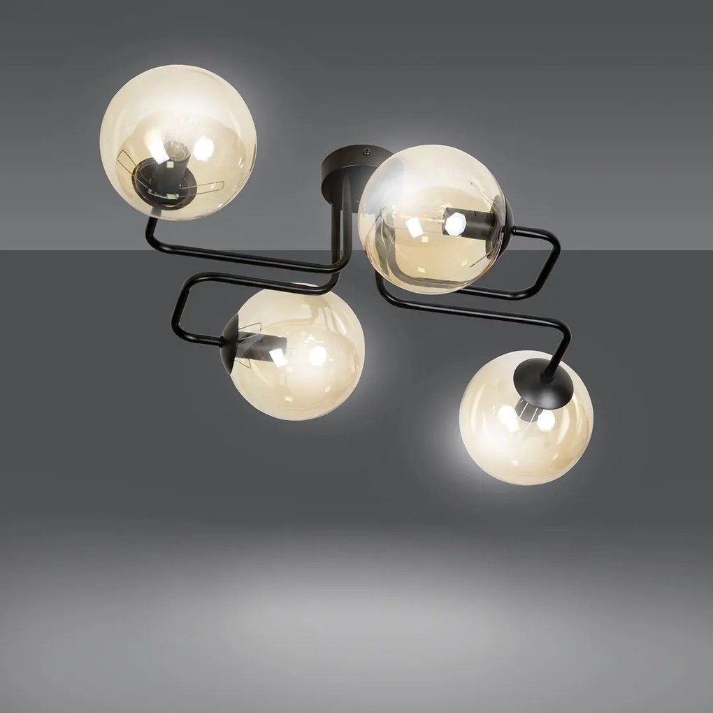 Lampadario da Soffitto BRENDI 4 in acciaio e vetro 4xE14