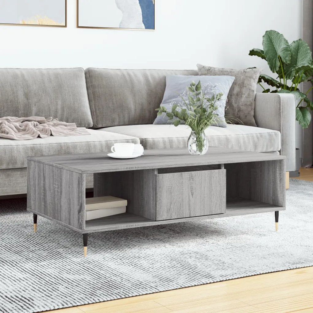 Tavolino Da Salotto Grigio Sonoma 104x60x35cm Legno Multistrato /