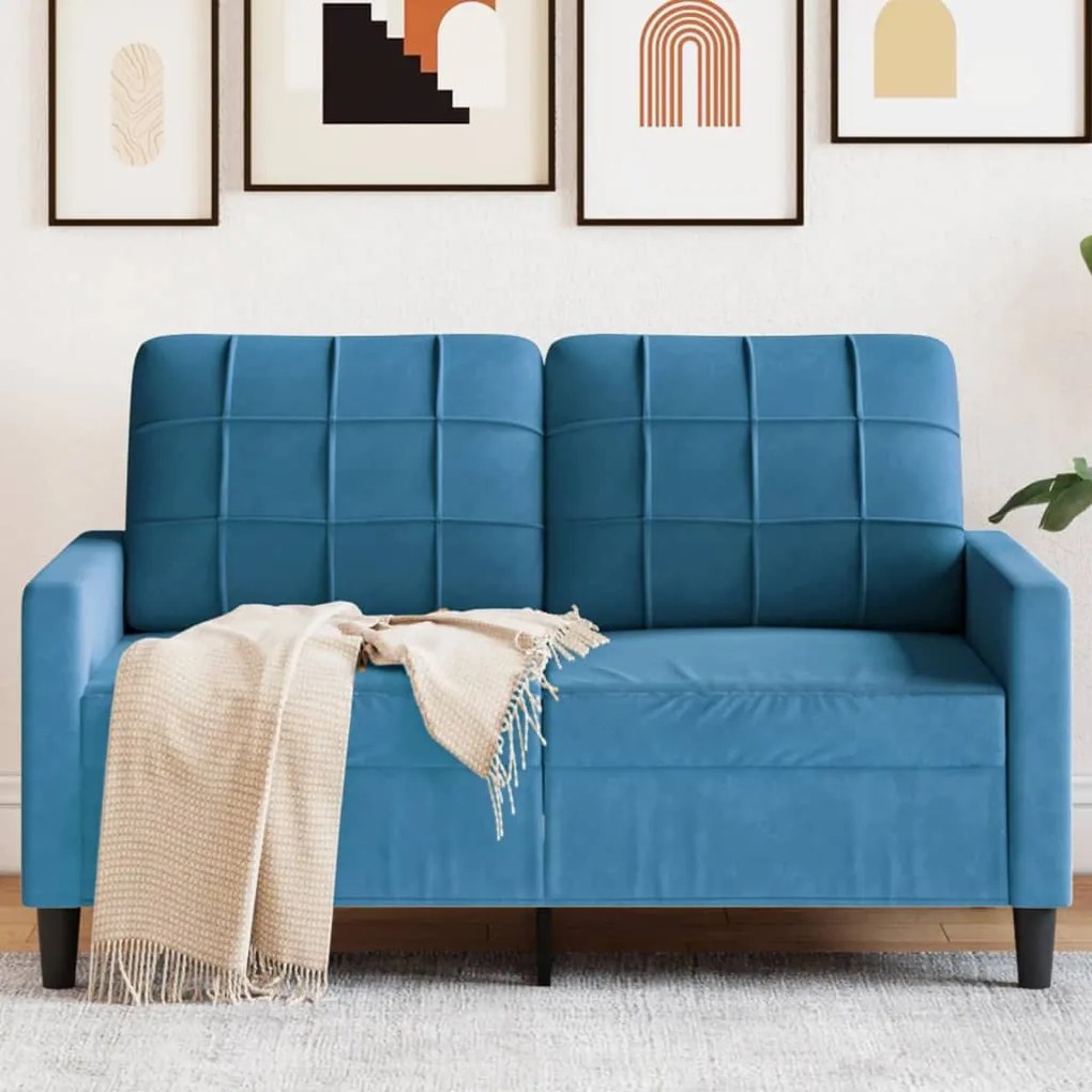 Divano A 2 Posti Blu 120 Cm İn Velluto /