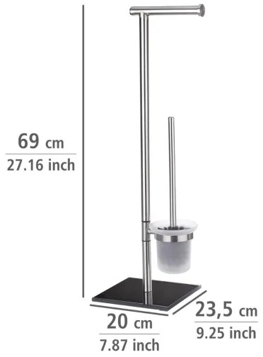 WENKO 20391100 - Scopino WC LIMA 23,5x69 cm acciaio inox/satinato/nero