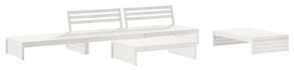 Set divani da giardino 5pz con cuscini in legno massello bianco