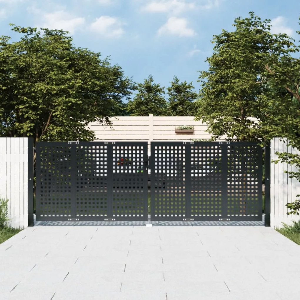 Cancello Giardino Antracite 300x150 Cm İn Acciaio /
