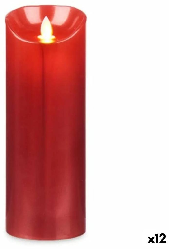 Candela LED Rosso 8 x 8 x 20 cm (12 Unità)