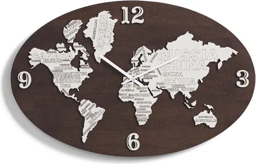Orologio da parete 70x45 cm PLANISFERO in legno laminato RSN