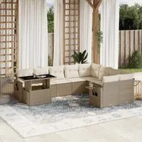 Set Divano da Giardino 10 pz con Cuscini Beige in Polyrattan 3268138