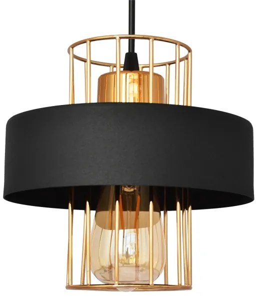 Lampadario a sospensione con filo VOLTA 1xE27/15W/230V nero/oro