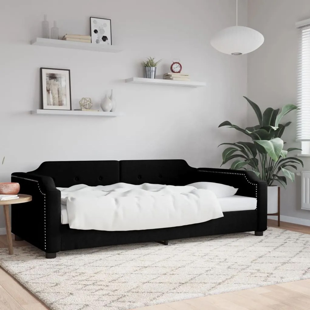 Letto Da Giorno Nero 80x200 Cm İn Tessuto /