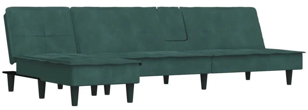 Divano letto a l verde scuro 255x140x70 cm in velluto