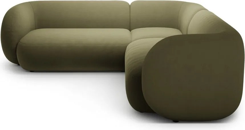 Divano angolare verde con rivestimento in velluto Kate – Micadoni