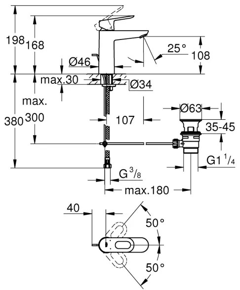 GROHE 23762000 - Miscelatore lavabo BAULOOP DN 15 cromato lucido