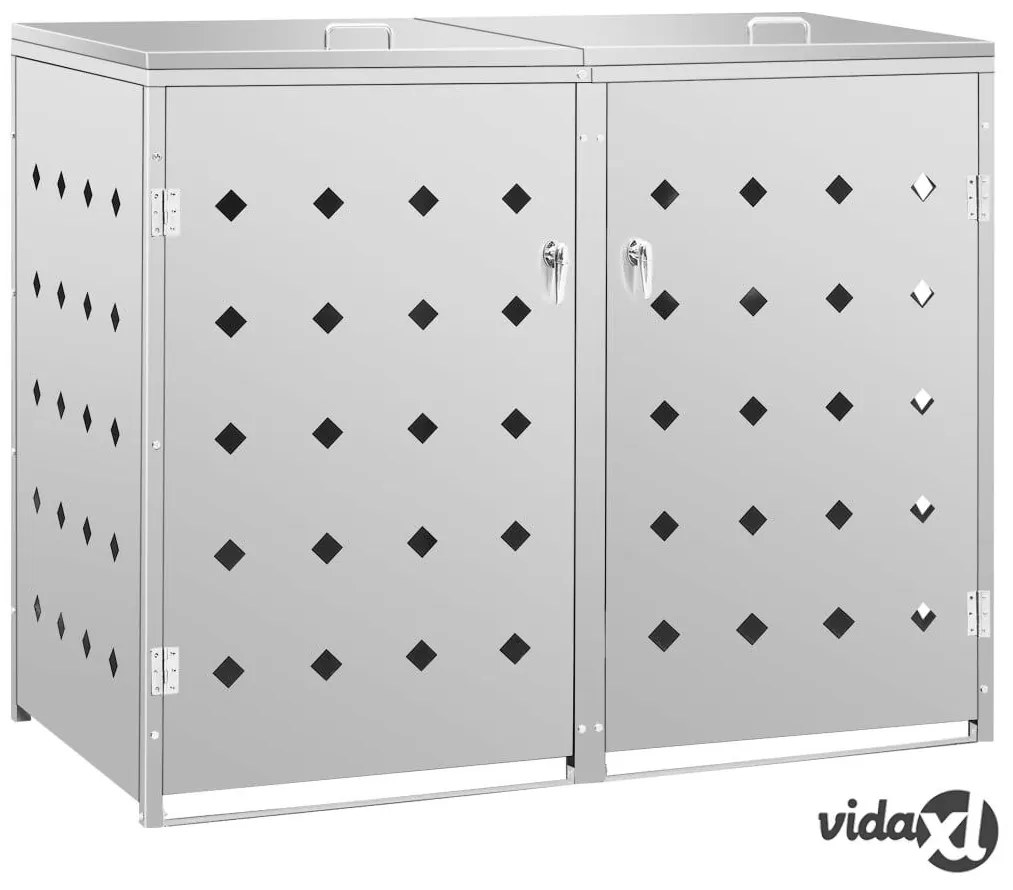 vidaXL Copribidone per Spazzatura Doppio 240 L in Acciaio Inox