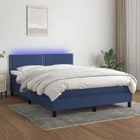 Letto a Molle con Materasso e LED Blu 140x200 cm in Tessuto 3133083