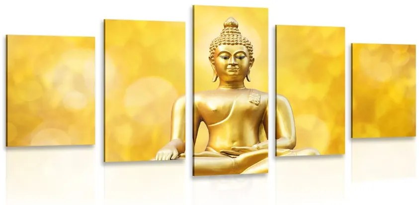 Quadri 5 pezzi – Statua dorata di Buddha
