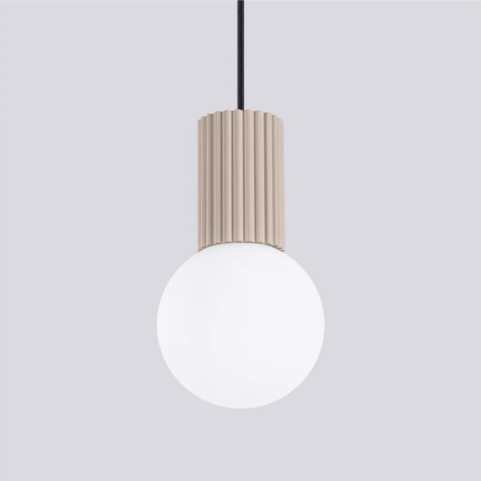 Lampadario grigio tortora con paralume in vetro ø 12 cm Orbital – Sollux