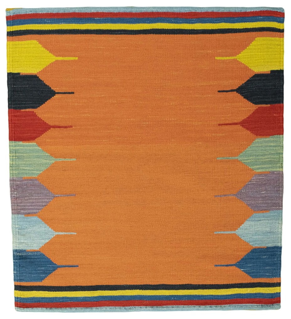 Kilim Tappeto 100 x 90 Giallo (Iran) Tessuto A Mano