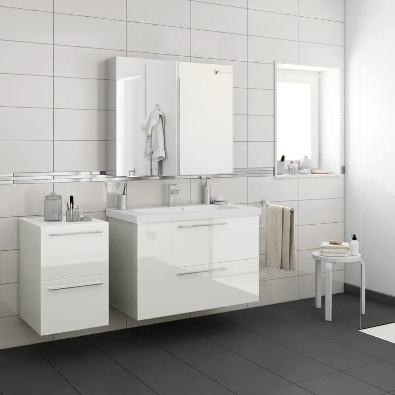 Lavabo a incasso rettangolare doppia vasca Remix L 106 x H 14 x P 49 cm in ceramica bianco lucido