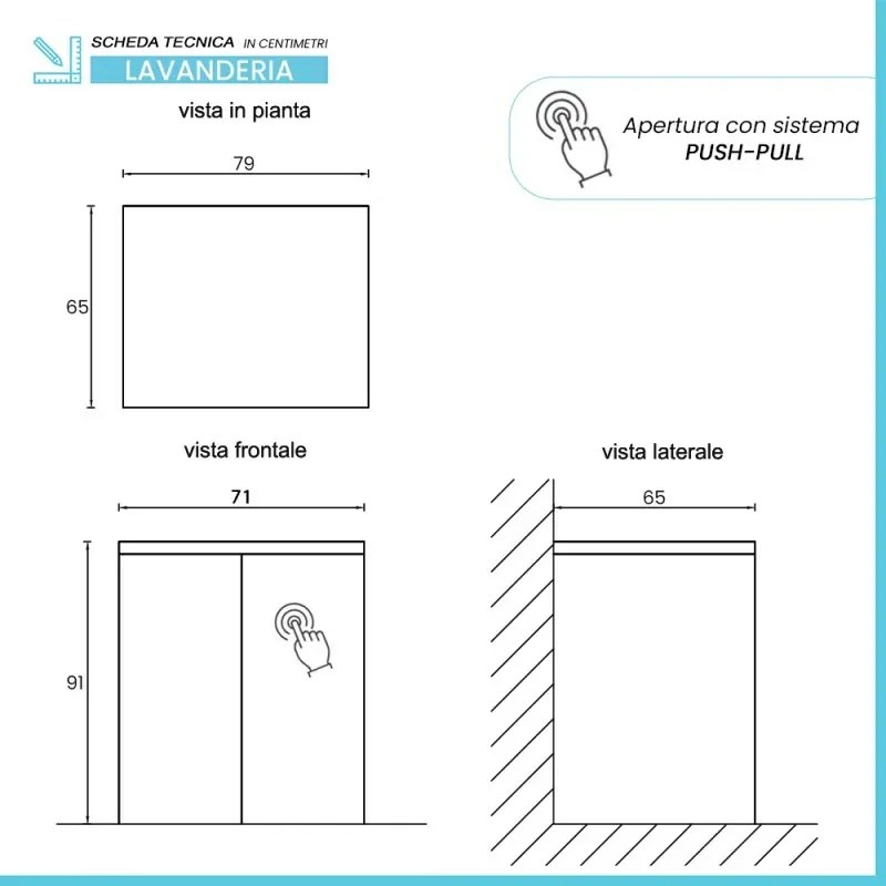 Mobile multiuso con due ante 71x65x91 cm pietra e tortora Wanda