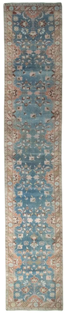 Mehraban Tappeto 450 x 90 Blu (Iran) Annodato A Mano