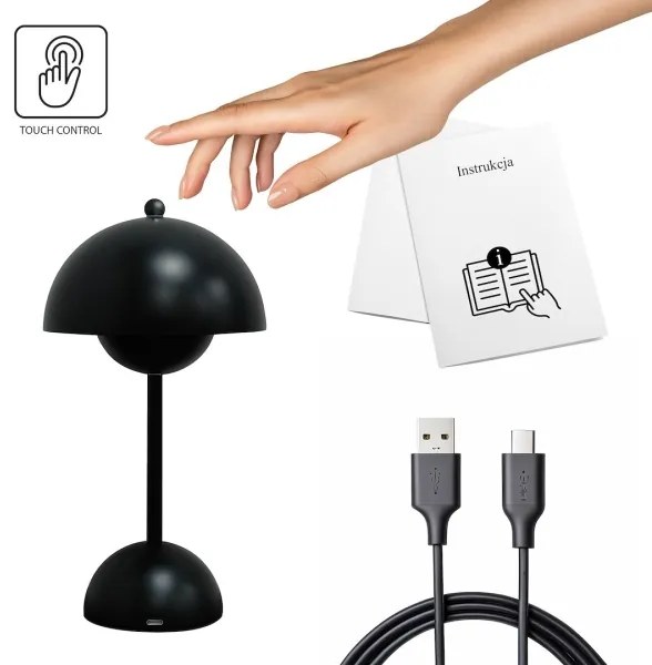 Lampada da tavolo LED ricaricabile a sfioramento COSTA LED/3W/5V 2400 mAh 3000-6000K nera