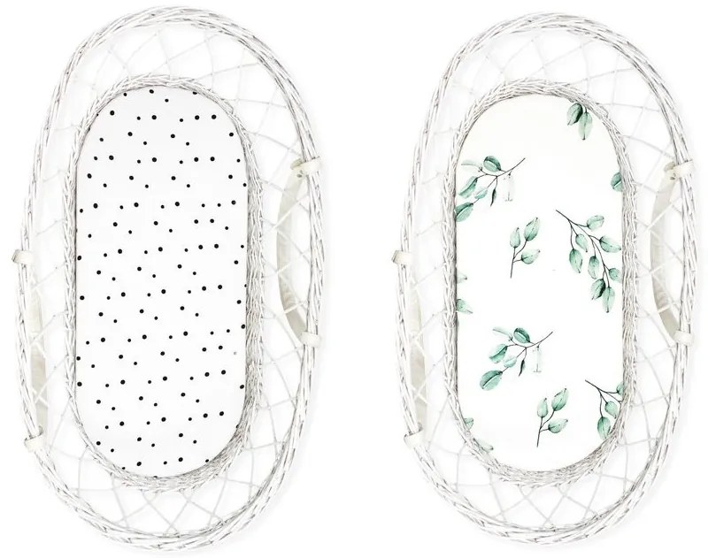 Lenzuolo Sleepee We Care per carrozzine, lettini e culle Pois neri/Eucalipto