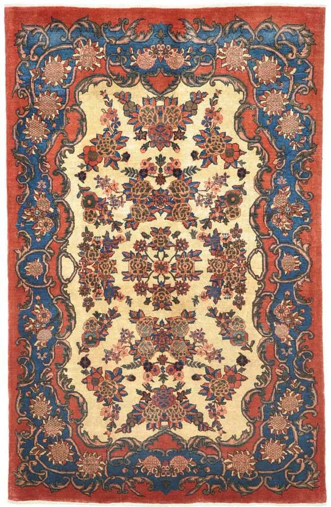 Kashan Tappeto 130x210 Beige (Iran) Annodato A Mano