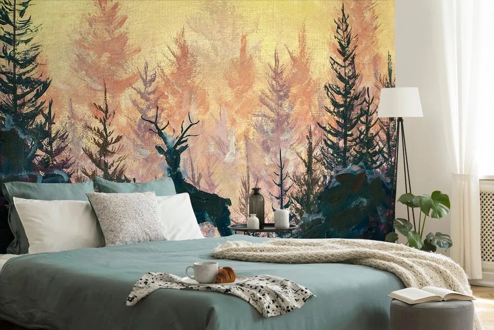 Carta da parati autoadesiva – Pittura forestale artistica
