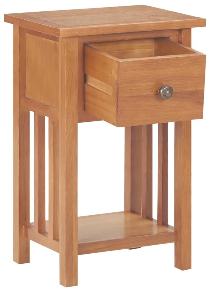 Tavolino portariviste con cassetto 35x27x55 cm legno di rovere