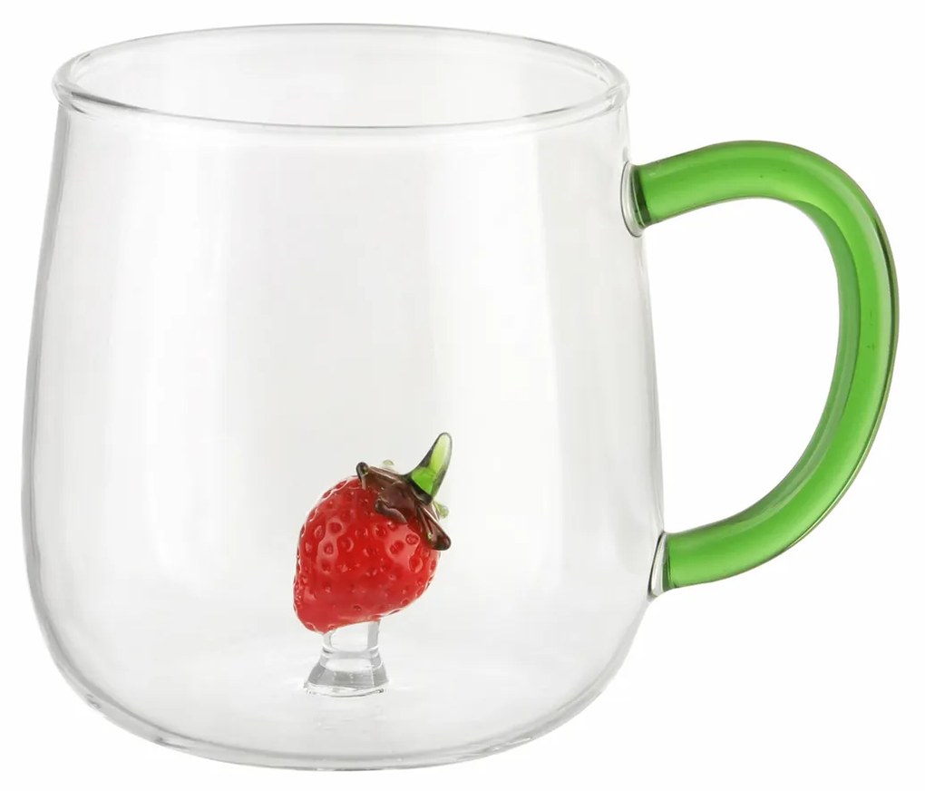 Mug in vetro borosilicato 380 ml fragola