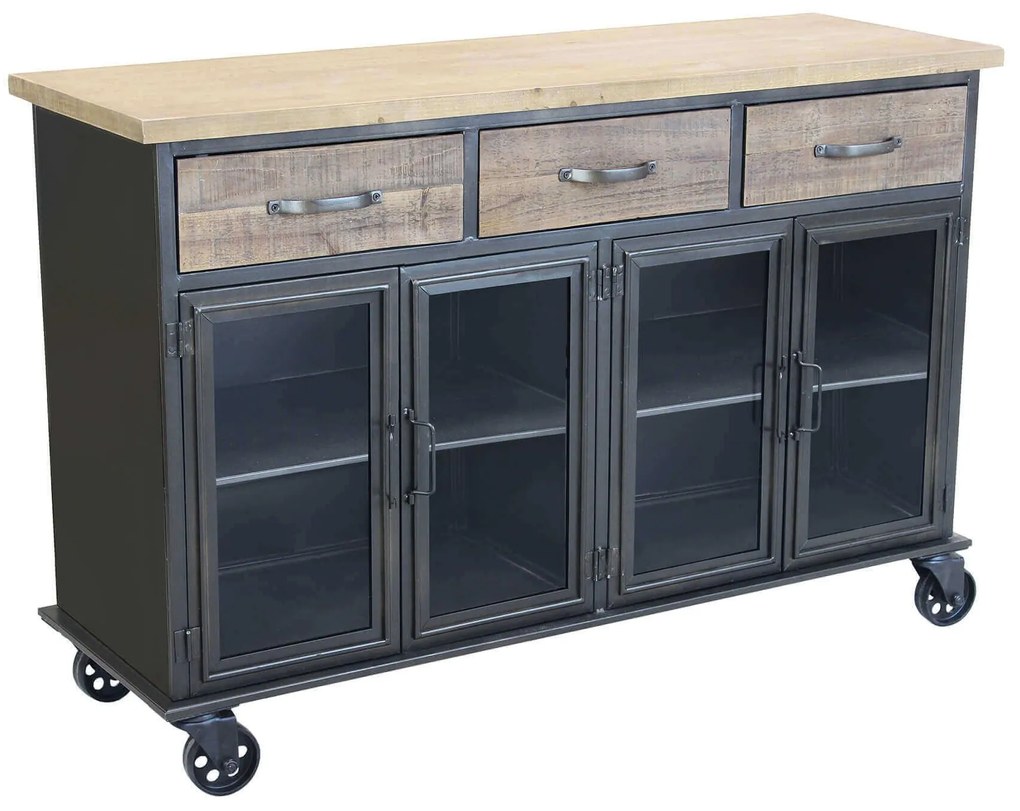 CALY - madia industrial in acciaio e legno