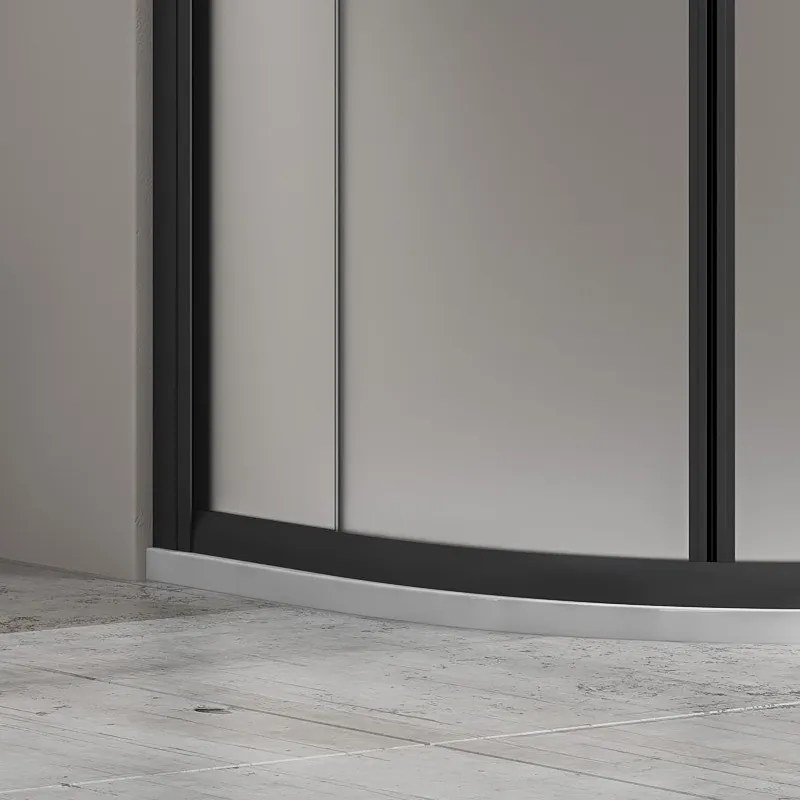 Box doccia semicircolare 90x90 telaio nero vetro satinato | KF2000BS - KAMALU