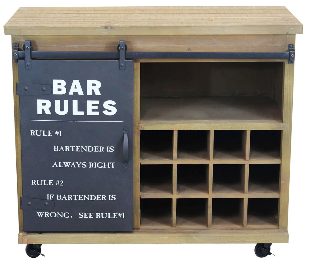 COLETTE - madia industrial in acciaio con portabottiglie