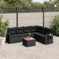 Set Divani da Giardino con Cuscini 7pz Nero Polyrattan 3224578