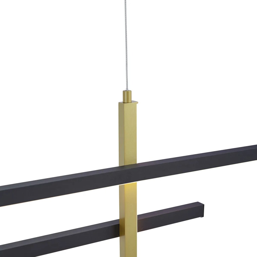 Lampada a sospensione di design nera con oro e LED dimmerabile a 3 fasi - Joy