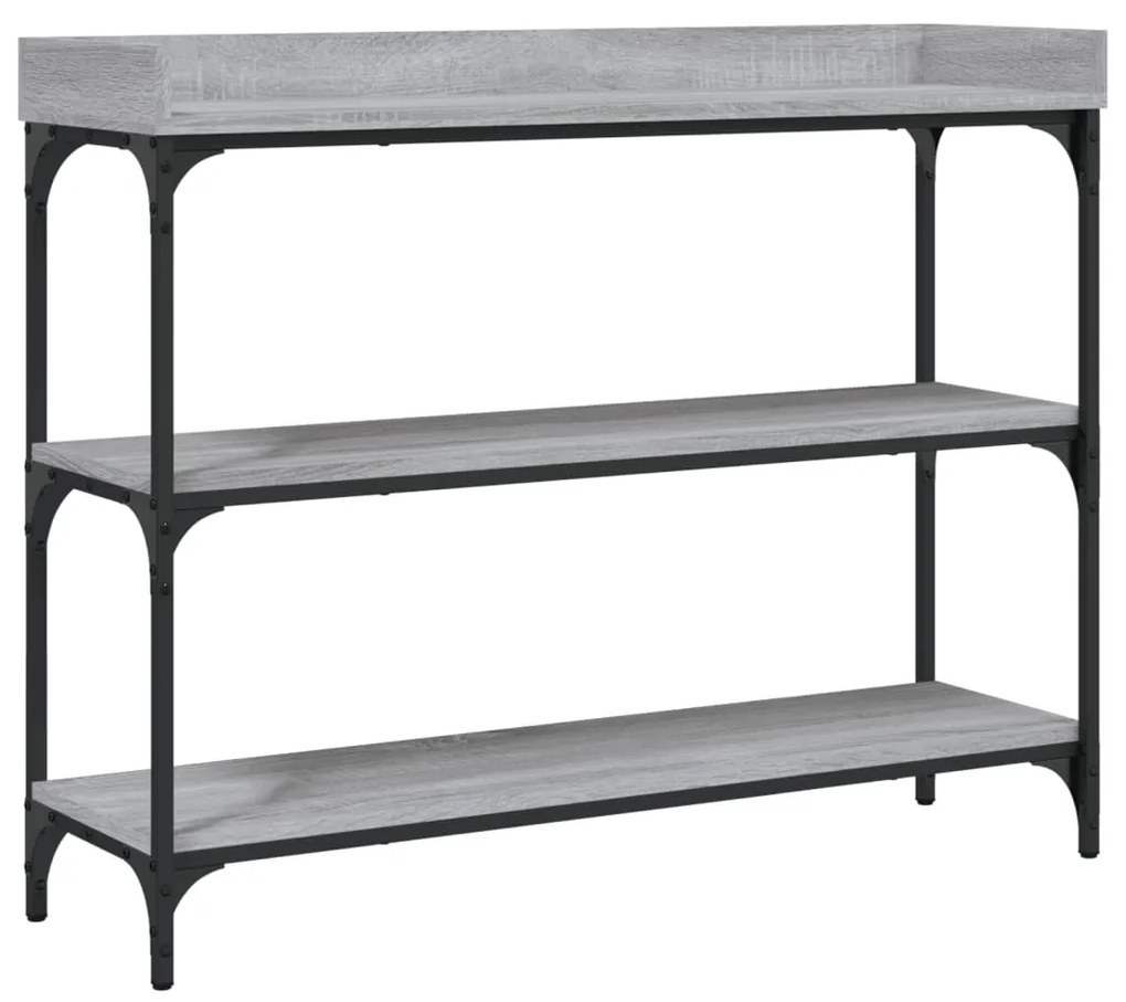 Tavolino consolle con ripiani grigio sonoma 100x30x80 cm