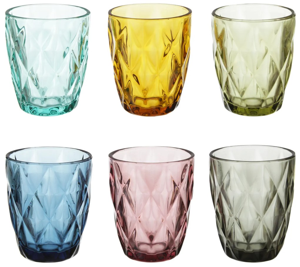 Set 6 bicchieri acqua colorati vetro Gemma