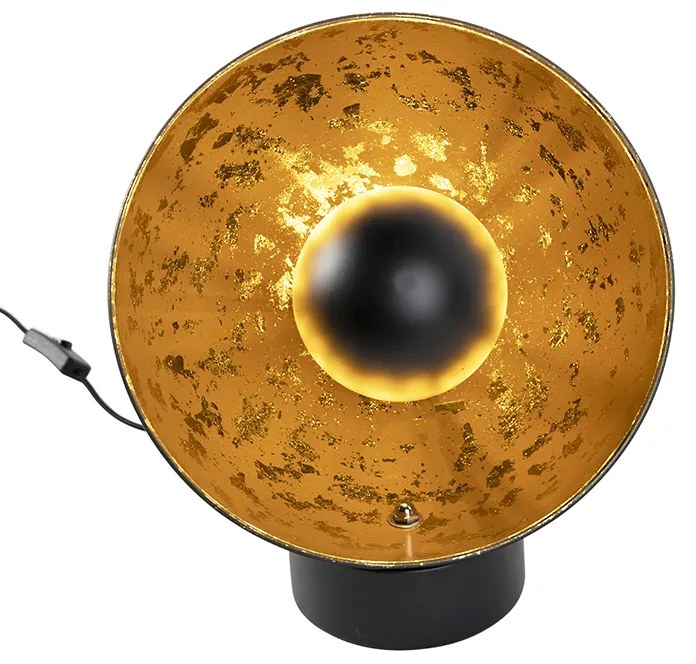 Lampada da tavolo industriale nera con interno dorato - Magna Eglip