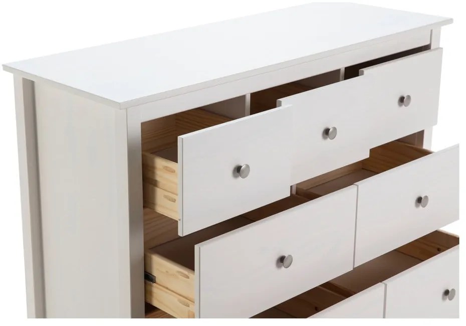 Cassettiera bassa bianca in legno di pino massiccio 110x80 cm Berna - Marckeric