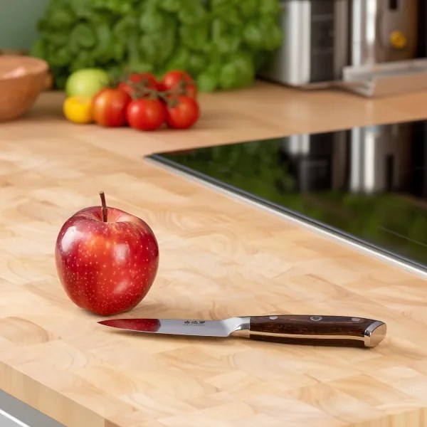 Gudaro - Coltello da cucina in acciaio damascato FENG 3,5", 67 strati d'acciaio, lunghezza 9,5 cm