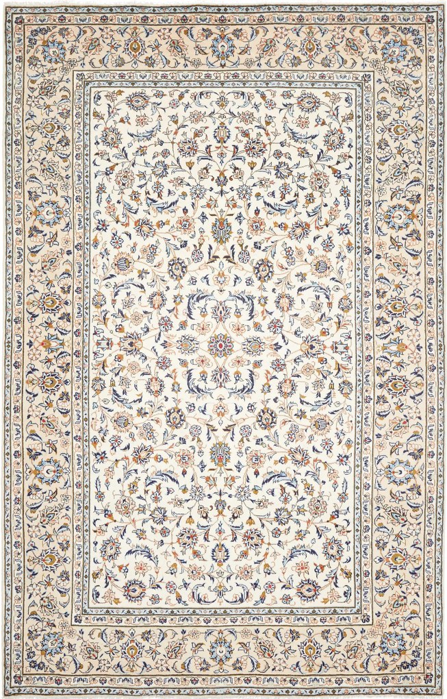 Kashan Tappeto 200x310 Blu (Iran) Annodato A Mano