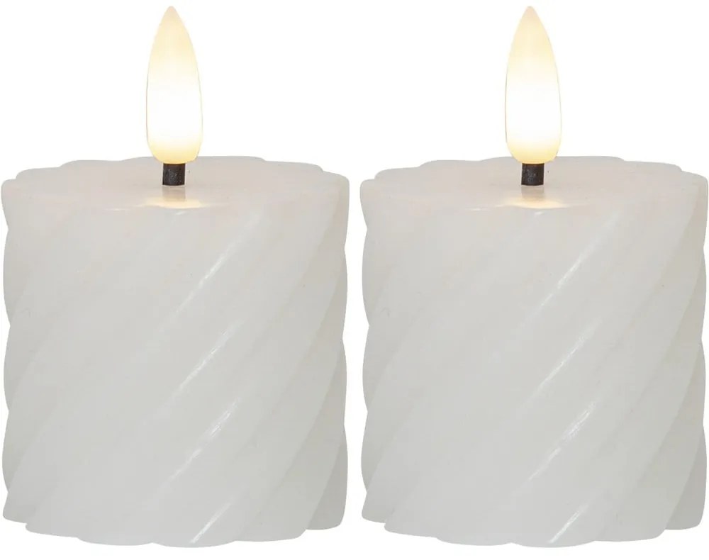 Set di 2 candele LED in cera bianca, altezza 7,5 cm Flamme Swirl - Star Trading