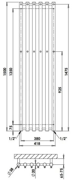 P.M.H. R2C/6 - ROSENDAL Scala Scalda asciugamani 525W 150 cm Cromo lucido